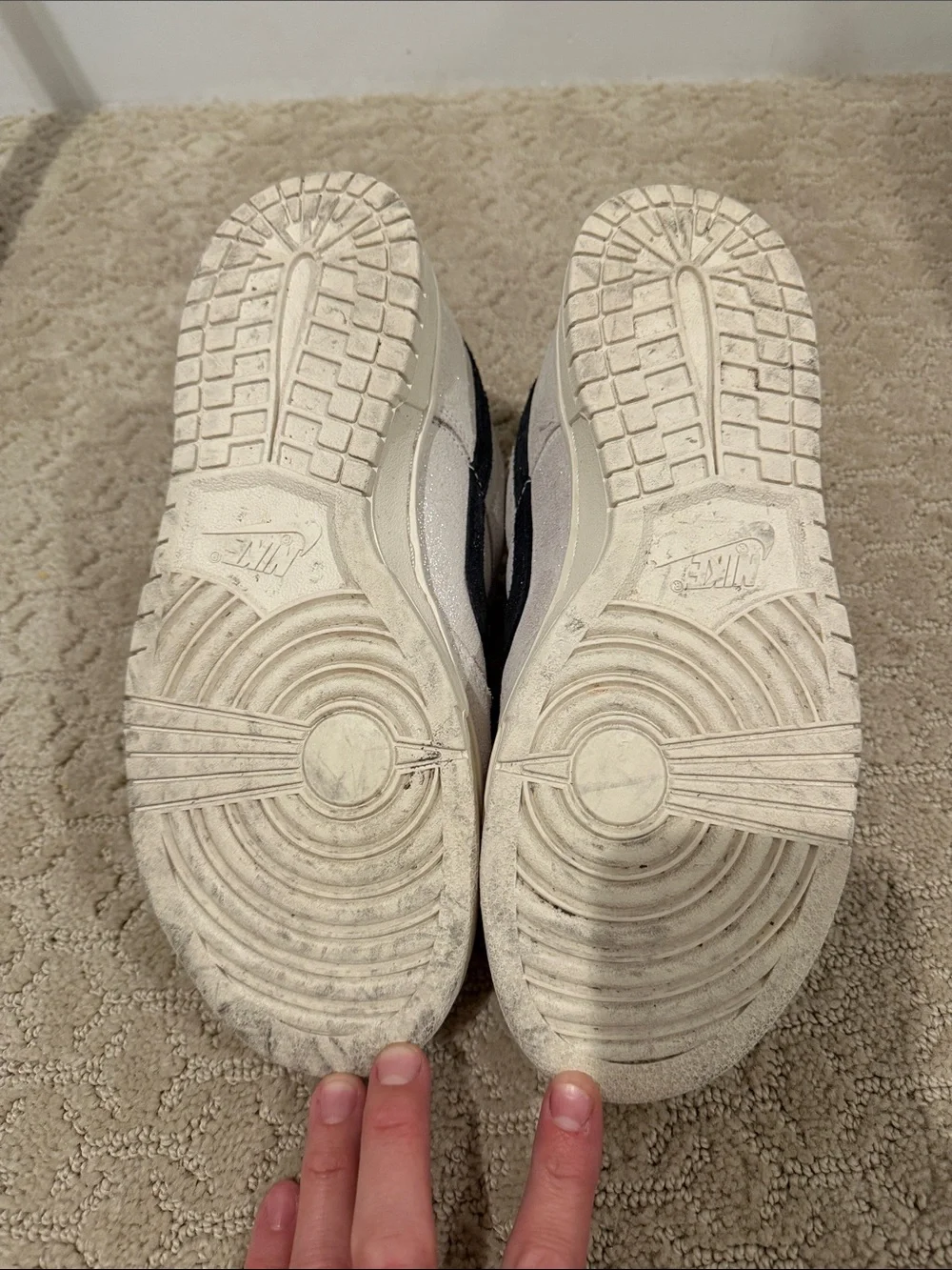 Nike Low Dunk- white glittery suede